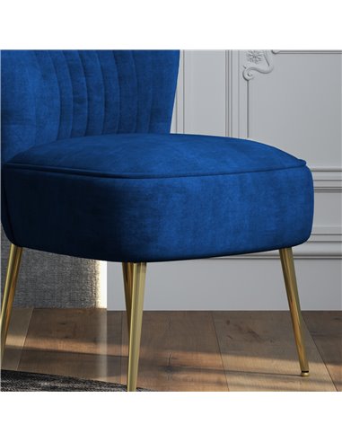 HOMCOM Velvet-Feel Tub Accent Chair - Dark Blue 839-917V70DB