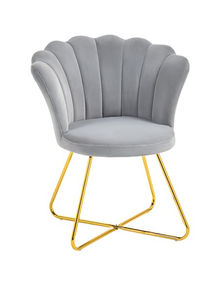 HOMCOM Velvet-Feel Lotus Petal Accent Chair - Grey 83B-133V70GY - pic 109160 | FastDaddyshop
