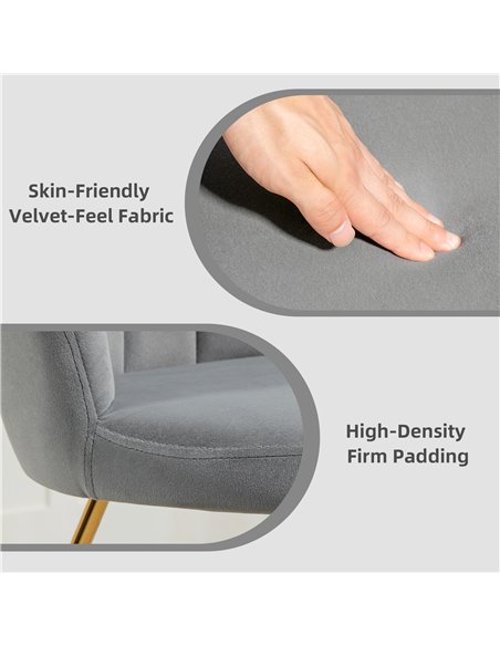HOMCOM Velvet-Feel Lotus Petal Accent Chair - Grey 83B-133V70GY - pic 109164 | FastDaddyshop