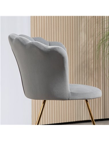HOMCOM Velvet-Feel Lotus Petal Accent Chair - Grey 83B-133V70GY