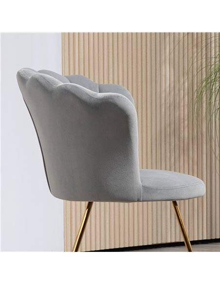 HOMCOM Velvet-Feel Lotus Petal Accent Chair - Grey 83B-133V70GY - pic 109167 | FastDaddyshop