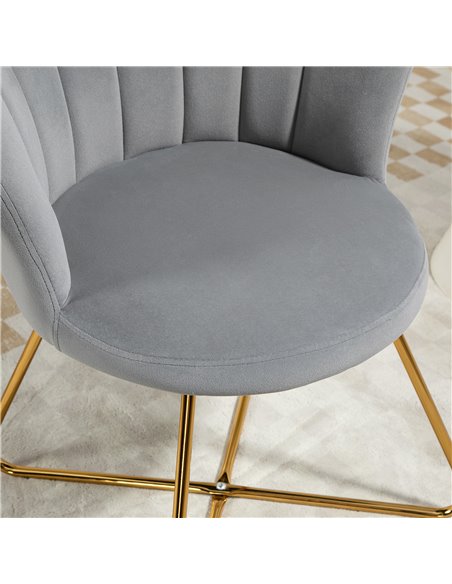 HOMCOM Velvet-Feel Lotus Petal Accent Chair - Grey 83B-133V70GY - pic 109168 | FastDaddyshop