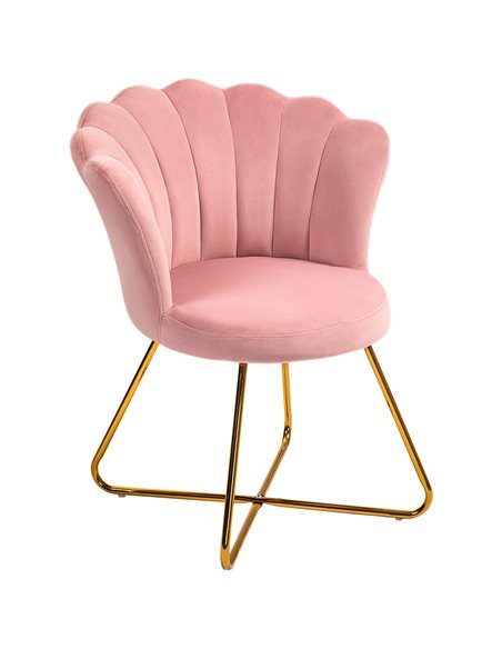 HOMCOM Velvet-Feel Lotus Petal Accent Chair - Pink 83B-133V70PK - pic 109169 | FastDaddyshop