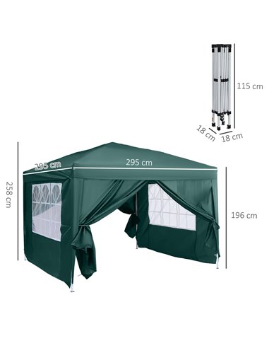Outsunny Pop Up Gazebo Marquee, size(3m x 3m)-Green