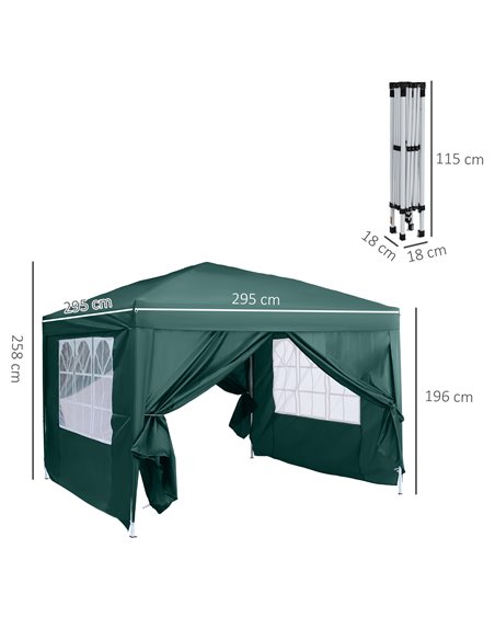 Outsunny Pop Up Gazebo Marquee, size(3m x 3m)-Green - pic 10917 | FastDaddyshop