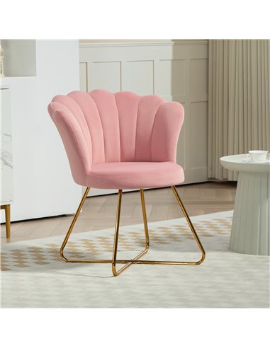 HOMCOM Velvet-Feel Lotus Petal Accent Chair - Pink 83B-133V70PK