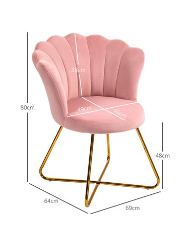 HOMCOM Velvet-Feel Lotus Petal Accent Chair - Pink 83B-133V70PK
