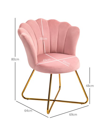 HOMCOM Velvet-Feel Lotus Petal Accent Chair - Pink 83B-133V70PK - pic 109171 | FastDaddyshop