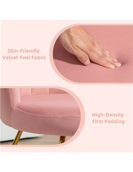 HOMCOM Velvet-Feel Lotus Petal Accent Chair - Pink 83B-133V70PK - pic 109173 | FastDaddyshop