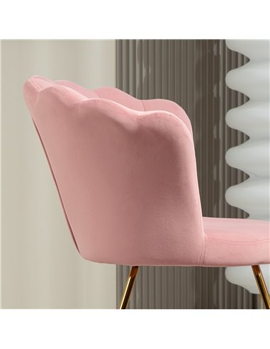 HOMCOM Velvet-Feel Lotus Petal Accent Chair - Pink 83B-133V70PK