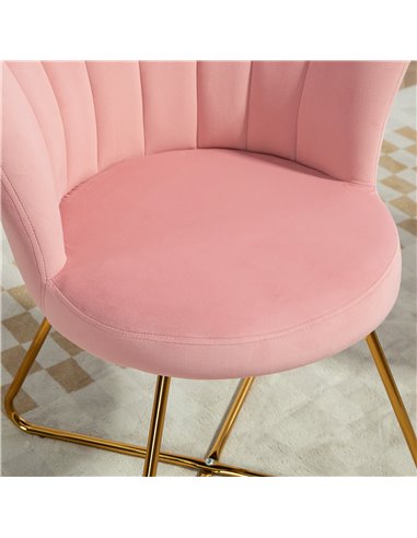 HOMCOM Velvet-Feel Lotus Petal Accent Chair - Pink 83B-133V70PK