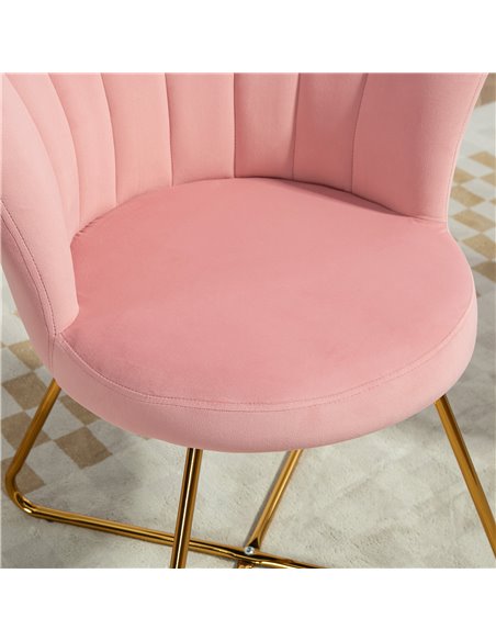 HOMCOM Velvet-Feel Lotus Petal Accent Chair - Pink 83B-133V70PK - pic 109177 | FastDaddyshop