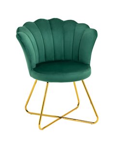 HOMCOM Velvet-Feel Lotus Petal Accent Chair - Green 83B-133V70GN