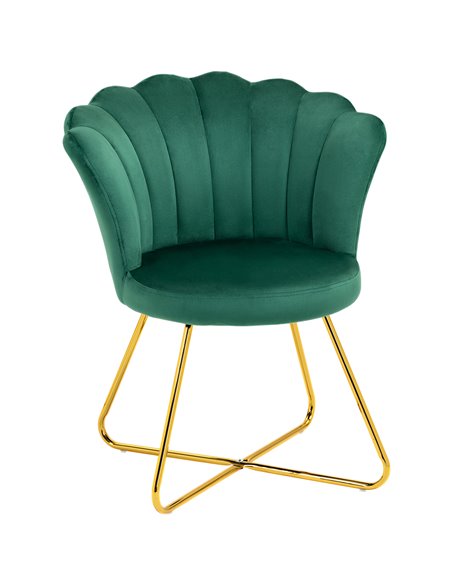 HOMCOM Velvet-Feel Lotus Petal Accent Chair - Green 83B-133V70GN - pic 109178 | FastDaddyshop