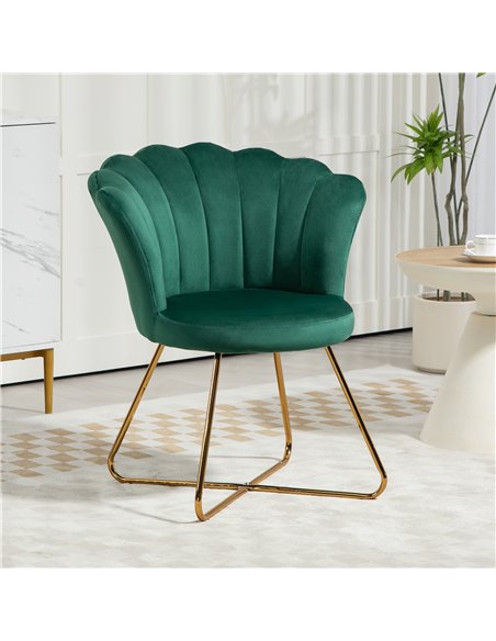 HOMCOM Velvet-Feel Lotus Petal Accent Chair - Green 83B-133V70GN - pic 109179 | FastDaddyshop