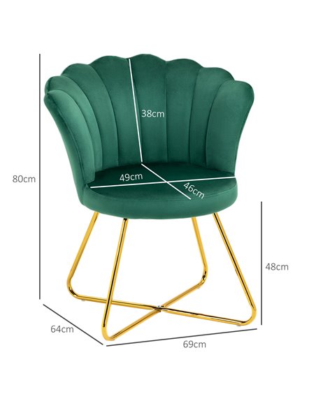 HOMCOM Velvet-Feel Lotus Petal Accent Chair - Green 83B-133V70GN - pic 109180 | FastDaddyshop