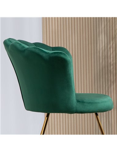 HOMCOM Velvet-Feel Lotus Petal Accent Chair - Green 83B-133V70GN