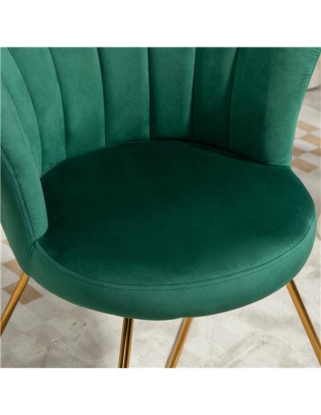 HOMCOM Velvet-Feel Lotus Petal Accent Chair - Green 83B-133V70GN - pic 109186 | FastDaddyshop