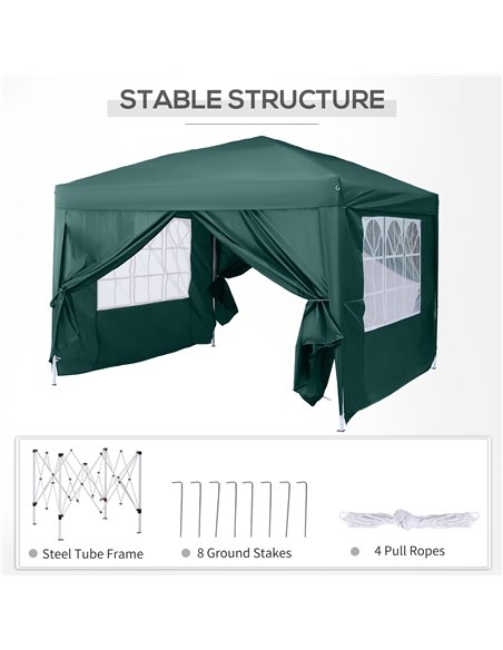 Outsunny Pop Up Gazebo Marquee, size(3m x 3m)-Green - pic 10922 | FastDaddyshop