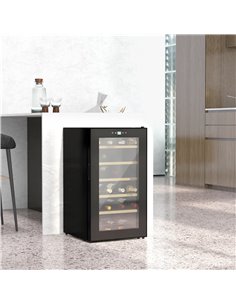 HOMCOM 24 Bottles Freestanding Wine Fridge with Glass Door, 65 Litres Single Zone Wine Cooler Fridge with Digital Touch Screen C 2
