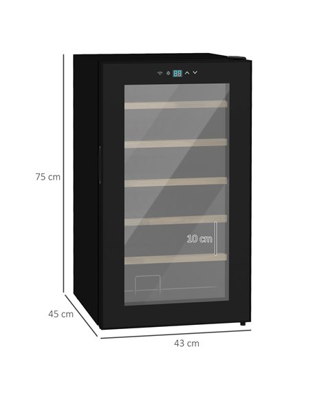 HOMCOM 24 Bottles Freestanding Wine Fridge with Glass Door, 65 Litres Single Zone Wine Cooler Fridge with Digital Touch Screen C - pic 109225 | FastDaddyshop