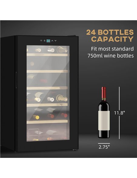 HOMCOM 24 Bottles Freestanding Wine Fridge with Glass Door, 65 Litres Single Zone Wine Cooler Fridge with Digital Touch Screen C - pic 109229 | FastDaddyshop