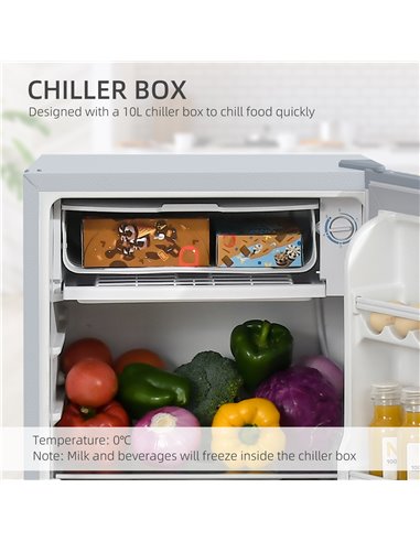 HOMCOM 91 Litre Freestanding Under Counter Fridge Freezer with Chiller Box, Reversible Door, Adjustable Thermostat, 47.5cm Wide,