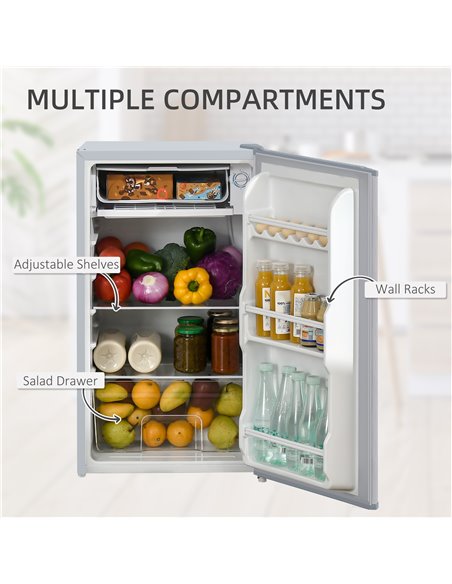 HOMCOM 91 Litre Freestanding Under Counter Fridge Freezer with Chiller Box, Reversible Door, Adjustable Thermostat, 47.5cm Wide, - pic 109237 | FastDaddyshop