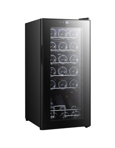 HOMCOM 50L Wine Cooler, 18 Bottles Freestanding Wine Fridge with Glass Door, LED Light, Temperature Control and Digital Touch Sc