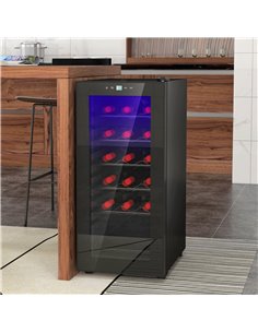 HOMCOM 50L Wine Cooler, 18 Bottles Freestanding Wine Fridge with Glass Door, LED Light, Temperature Control and Digital Touch Sc 2