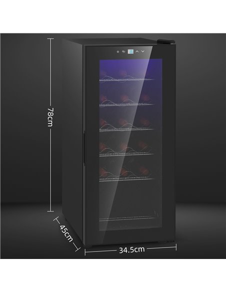 HOMCOM 50L Wine Cooler, 18 Bottles Freestanding Wine Fridge with Glass Door, LED Light, Temperature Control and Digital Touch Sc - pic 109243 | FastDaddyshop