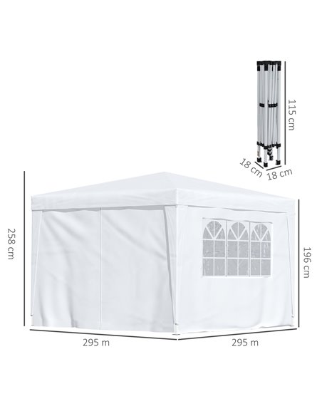 Outsunny 3mx3m Pop Up Gazebo Party Tent Canopy Marquee Waterp Resistant Free Storage Bag White - pic 10925 | FastDaddyshop