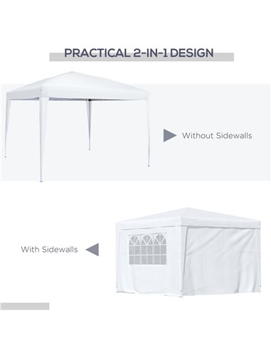 Outsunny 3mx3m Pop Up Gazebo Party Tent Canopy Marquee Waterp Resistant Free Storage Bag White