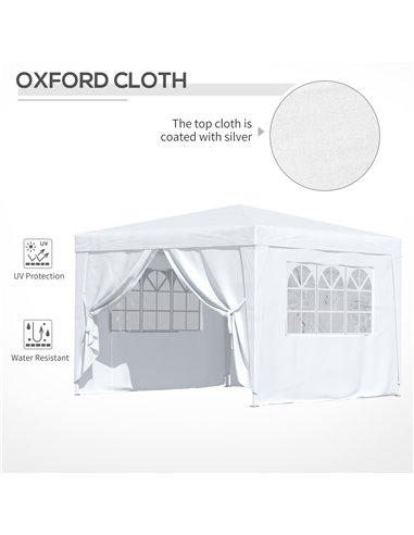 Outsunny 3mx3m Pop Up Gazebo Party Tent Canopy Marquee Waterp Resistant Free Storage Bag White