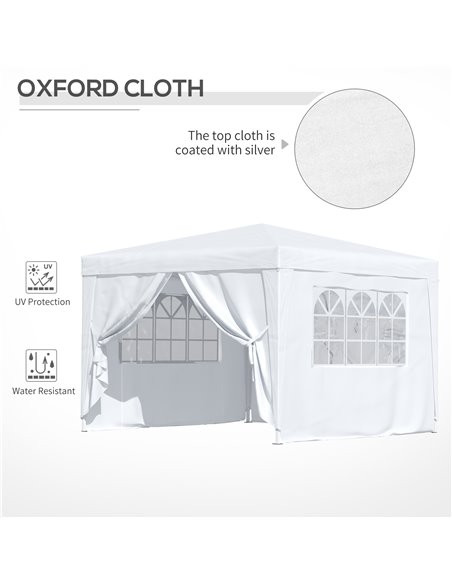Outsunny 3mx3m Pop Up Gazebo Party Tent Canopy Marquee Waterp Resistant Free Storage Bag White - pic 10928 | FastDaddyshop