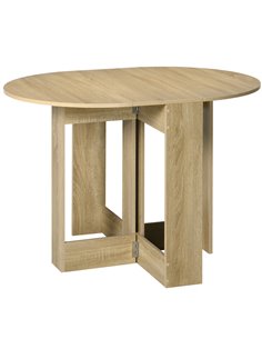 HOMCOM Space-saving Drop Leaf Table, Folding Dining Table for Small Space, Kitchen, Dining Room, Oak 835-319V00AK