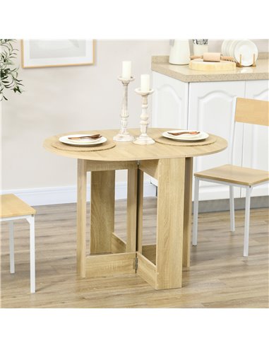 HOMCOM Space-saving Drop Leaf Table, Folding Dining Table for Small Space, Kitchen, Dining Room, Oak 835-319V00AK