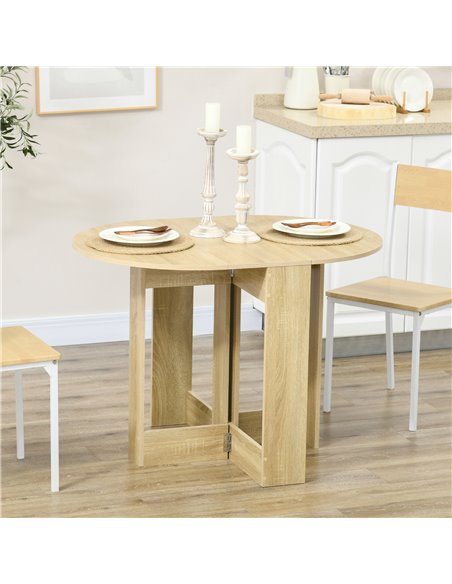 HOMCOM Space-saving Drop Leaf Table, Folding Dining Table for Small Space, Kitchen, Dining Room, Oak 835-319V00AK - pic 109296 | FastDaddyshop