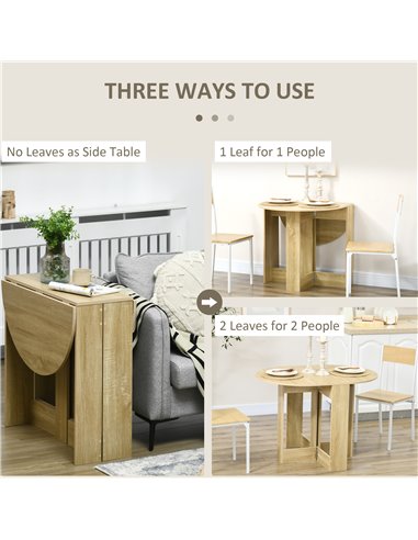 HOMCOM Space-saving Drop Leaf Table, Folding Dining Table for Small Space, Kitchen, Dining Room, Oak 835-319V00AK