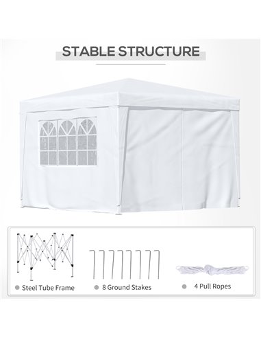 Outsunny 3mx3m Pop Up Gazebo Party Tent Canopy Marquee Waterp Resistant Free Storage Bag White