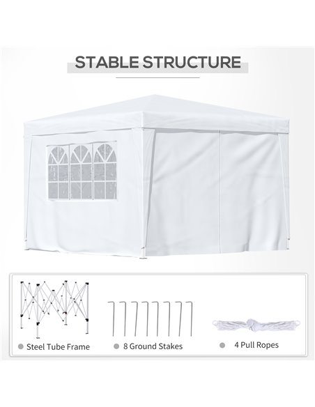 Outsunny 3mx3m Pop Up Gazebo Party Tent Canopy Marquee Waterp Resistant Free Storage Bag White - pic 10930 | FastDaddyshop