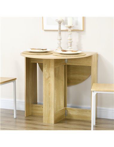 HOMCOM Space-saving Drop Leaf Table, Folding Dining Table for Small Space, Kitchen, Dining Room, Oak 835-319V00AK