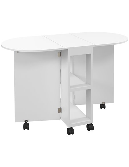 HOMCOM Four-Person Drop Leaf Dining Table, with Wheels - White 835-957V00WT - pic 109304 | FastDaddyshop