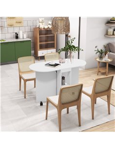 HOMCOM Four-Person Drop Leaf Dining Table, with Wheels - White 835-957V00WT 2