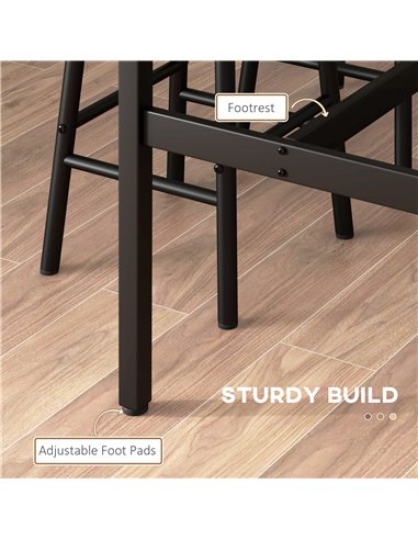 HOMCOM 5 Piece Bar Table Set with 4 Stools, Industrial Bar Table and Stool Set, Dining Table and Chair Set, Rustic Brown 83A-048