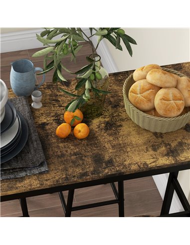 HOMCOM 5 Piece Bar Table Set with 4 Stools, Industrial Bar Table and Stool Set, Dining Table and Chair Set, Rustic Brown 83A-048