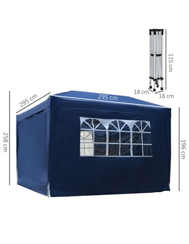 Outsunny Pop Up Gazebo Marquee, size (3m x 3m)-Blue