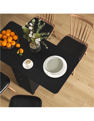 HOMCOM Multi-Storage Six-Person Drop Leaf Dining Table -  Distressed Black 835-679V80BK