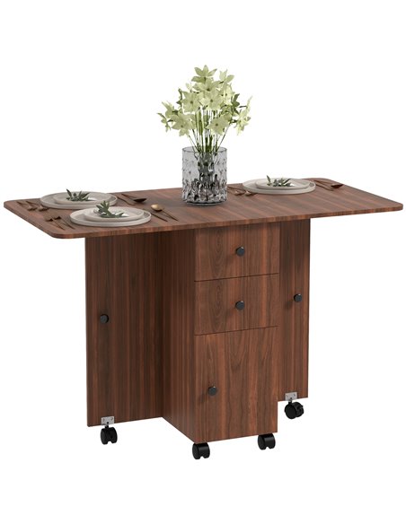 HOMCOM Multi-Storage Six-Person Drop Leaf Dining Table -  Distressed Brown 835-679V80BN - pic 109340 | FastDaddyshop