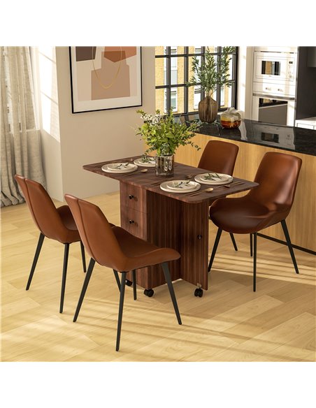 HOMCOM Multi-Storage Six-Person Drop Leaf Dining Table -  Distressed Brown 835-679V80BN - pic 109341 | FastDaddyshop